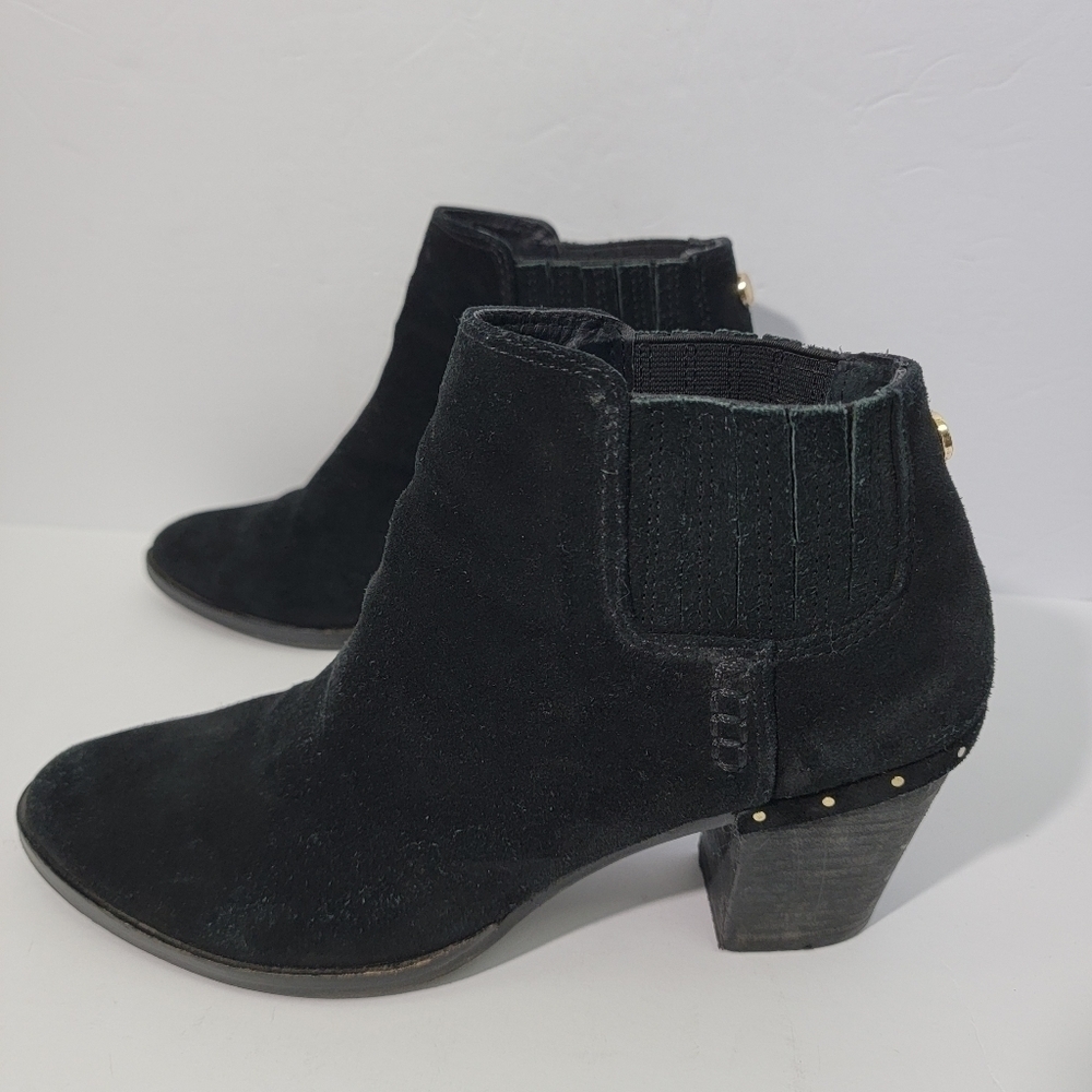 STEVE MADDEN TINKER Black Suede Studded Ankle Boots Women Size 9 Leather Upper